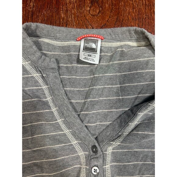 The North Face Henley Sweater Women's Medium Striped Long Sleeve Causal Gray - Picture 2 of 7